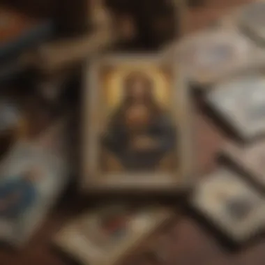A well-preserved vintage tarot deck alongside preservation tools.