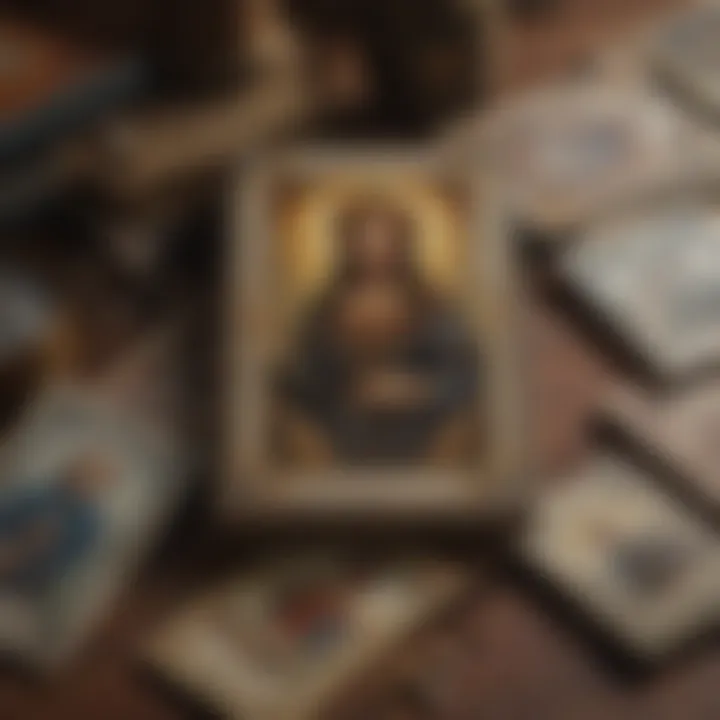 A well-preserved vintage tarot deck alongside preservation tools.