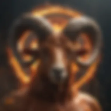 Aries zodiac sign surrounded by fiery elements