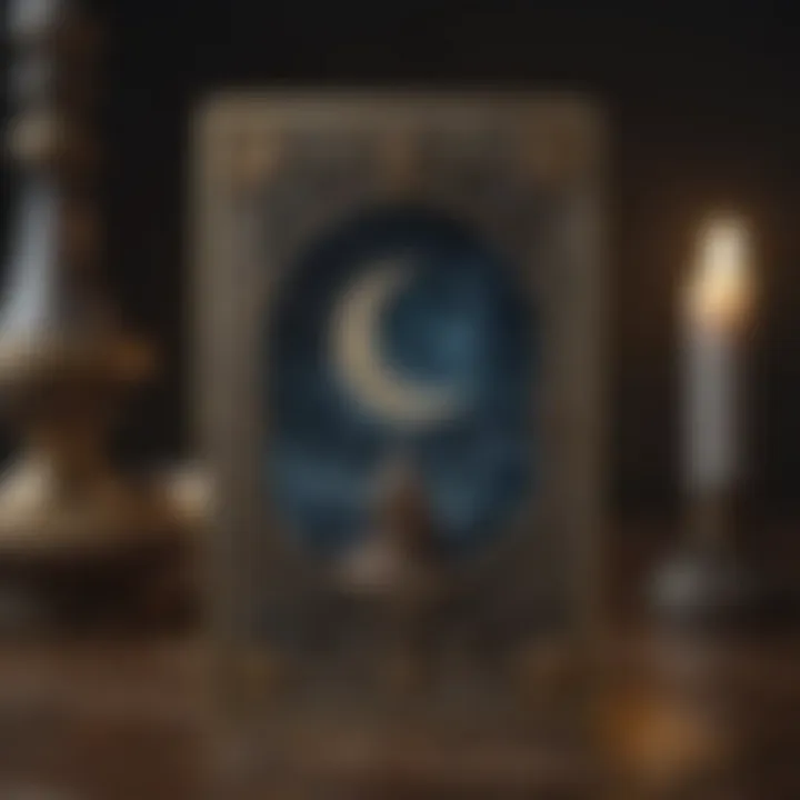 Mystical Tarot Card with Crescent Moon