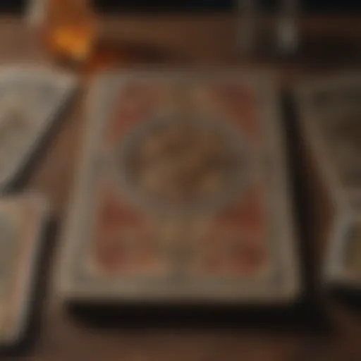 An intricate tarot spread showcasing various cards