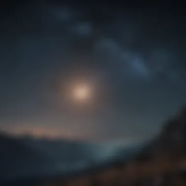 The Enigmatic Night Sky A mystic night sky filled with stars and a crescent moon.