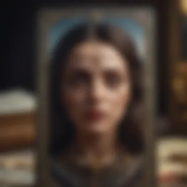 Close-up of an Unsettling Tarot Card Close-up of a tarot card with unsettling visual elements evoking fear