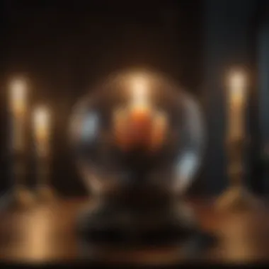 Crystal Ball Illuminated by Candles in a Dark Room