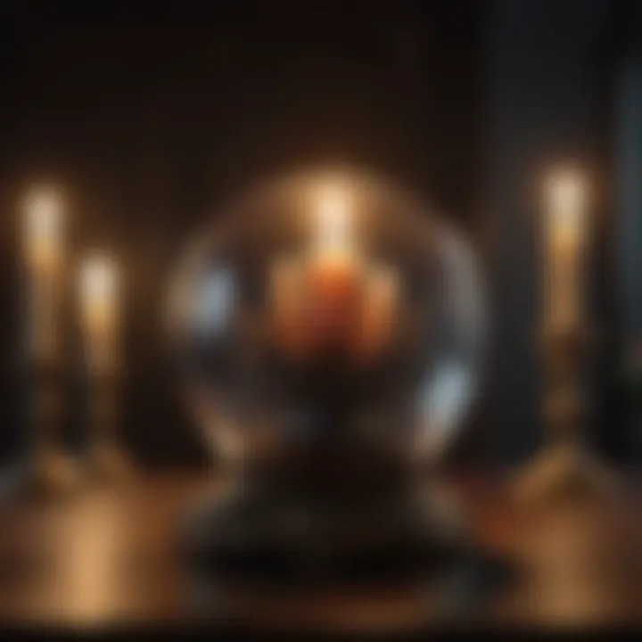 Crystal Ball Illuminated by Candles in a Dark Room