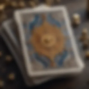 Close-up view of different tarot cards focusing on their unique illustrations.