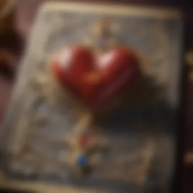 Close-up of a tarot card depicting love and relationships