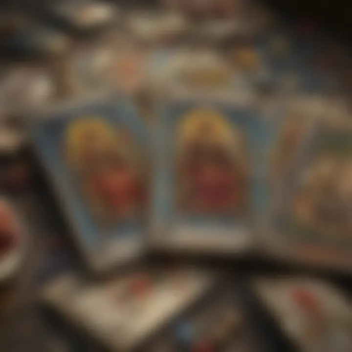 Close-up of key tarot cards signifying abundance