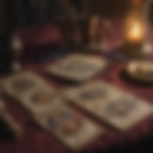 Tarot cards spread over a velvet cloth