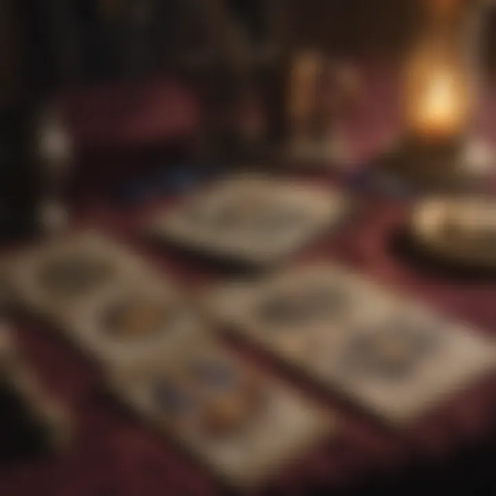 Tarot cards spread over a velvet cloth