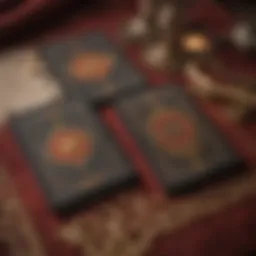 A detailed view of Yes No tarot cards on a velvet cloth