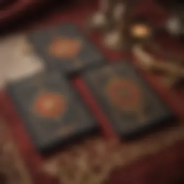 A detailed view of Yes No tarot cards on a velvet cloth