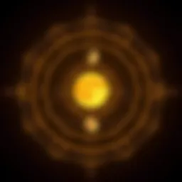 Celestial alignment showcasing sun, moon, and rising signs