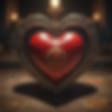 A close-up of a tarot card depicting a heart symbol