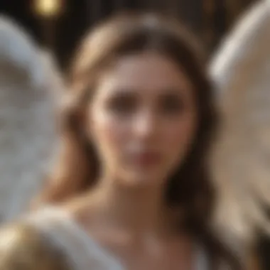 Close-up of an angel card depicting spiritual guidance