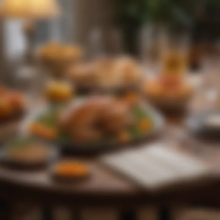 A serene table setting depicting the harmony of food and literature