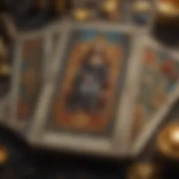 An artistic representation of a tarot deck with intricate card designs
