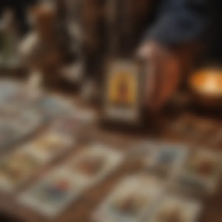 A serene spiritual setting with tarot cards laid out, symbolizing personal development.