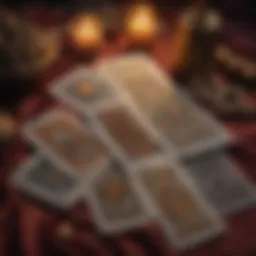 An assortment of Yes and No tarot cards spread out on a velvet cloth, showcasing their unique designs and symbols.