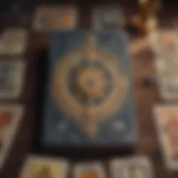 A tarot card spread with zodiac symbols interwoven