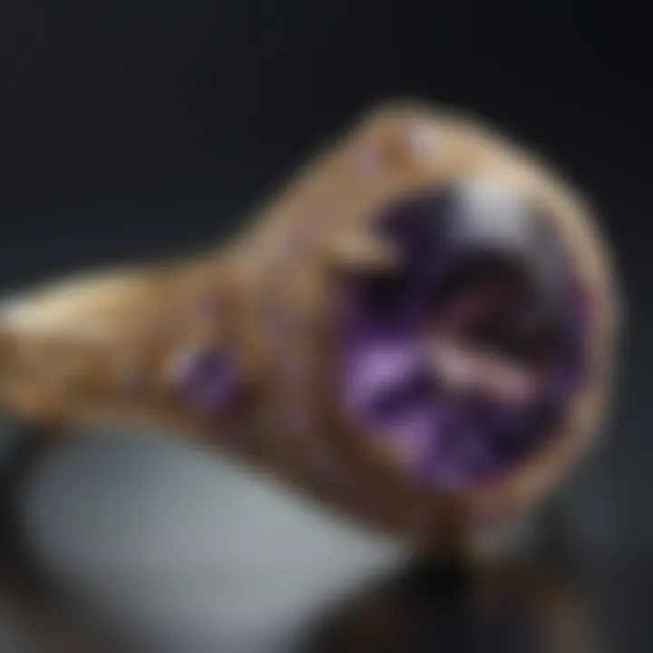 A beautifully crafted piece of jewelry featuring an amethyst