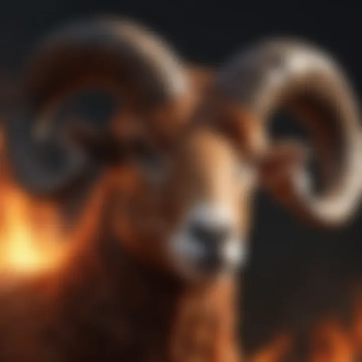 Illustration of a fiery ram symbolizing Aries Rising