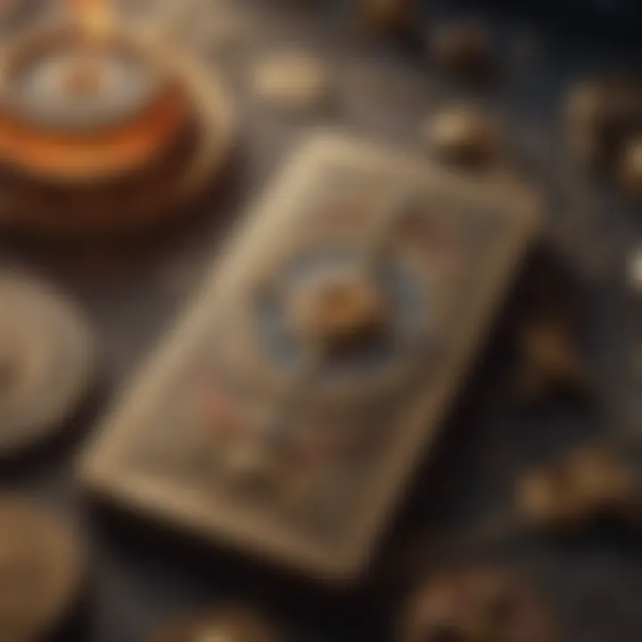 A close-up view of diverse tarot cards showcasing different symbols.