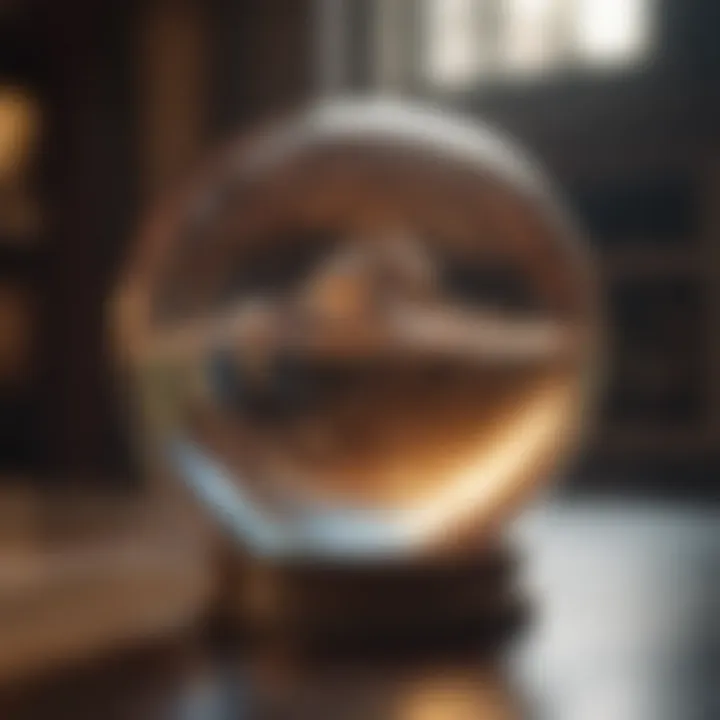 A mystical crystal ball with light reflections