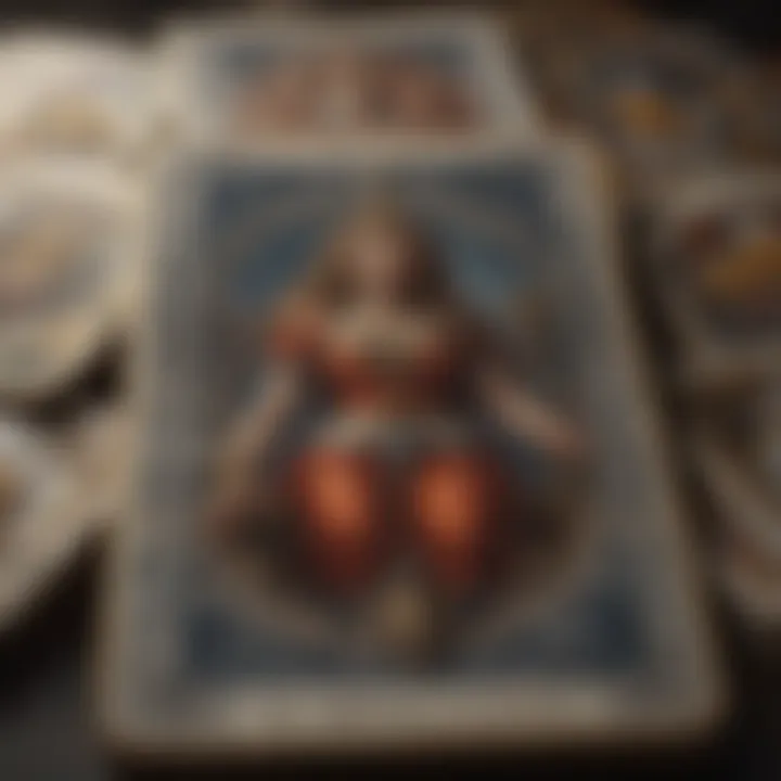 A close-up of tarot cards with intricate designs highlighting their unique meanings