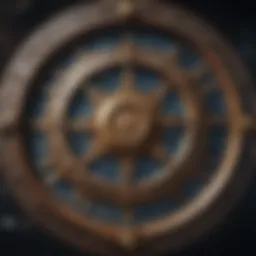 Astrological symbols surrounding a zodiac wheel