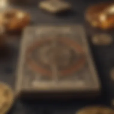 A close-up of tarot cards depicting various symbols