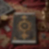 A close-up of a tarot card spread on a velvet cloth