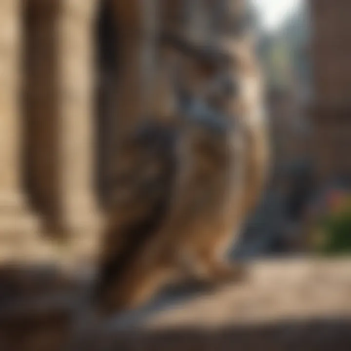 Owl perched on ancient ruins