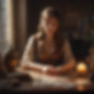 The Art of Tarot Reading A serene tarot reader engaged in a reading session, surrounded by mystical symbols.