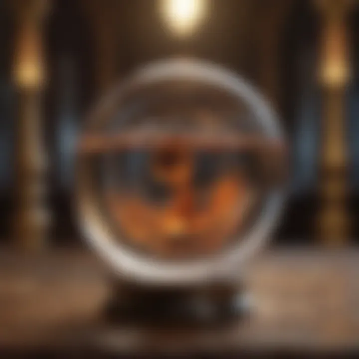 A crystal ball reflecting romantic symbols