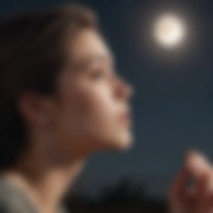 Person Gazing at Moon with Wonder