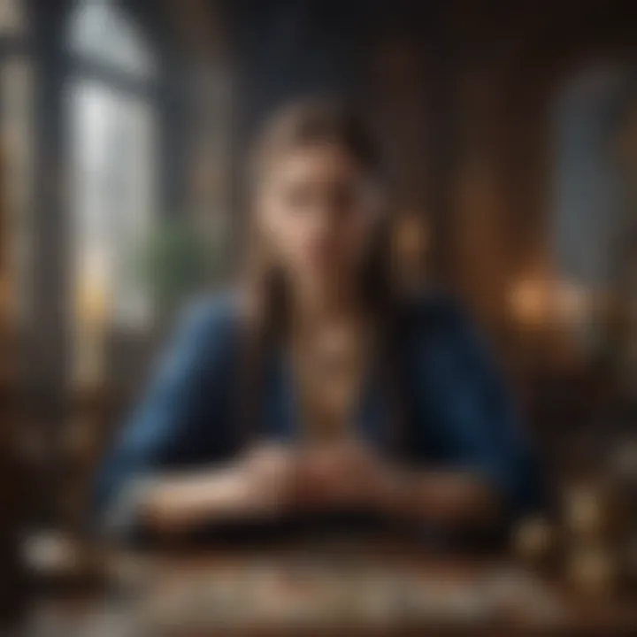 Illustration of Tarot Card Reader in a Mystic Setting