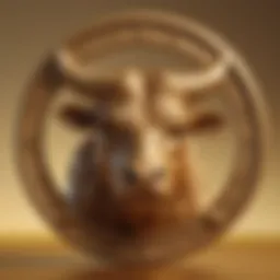 Taurus zodiac symbol on golden background