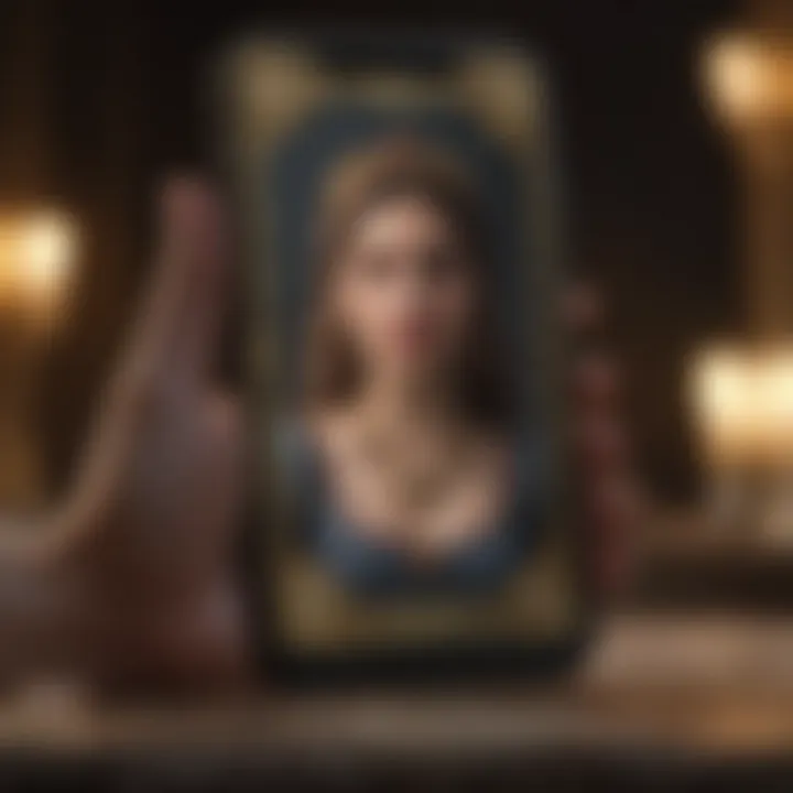 Digital Tarot Cards on Smartphone Screen