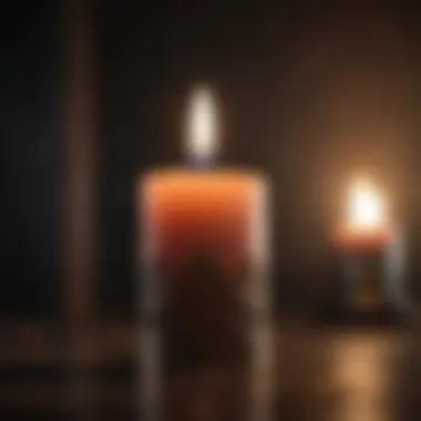 Glowing Candle in Dark Room