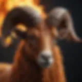 Illustration of a fiery ram symbolizing Aries zodiac sign