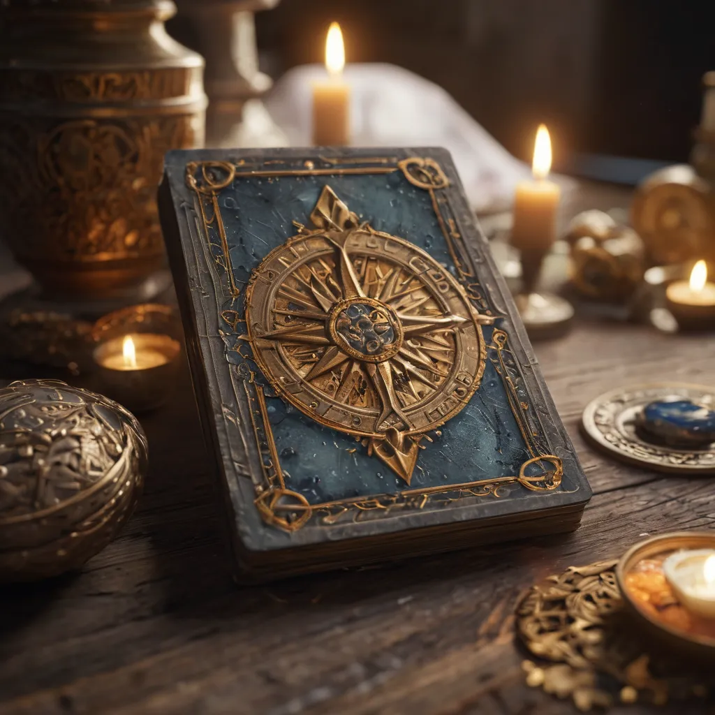 Tarot spread with cards arranged in a complex pattern